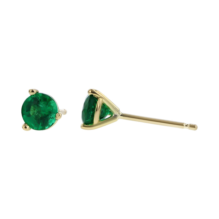 18K Yellow Gold Emerald Stud Earrings