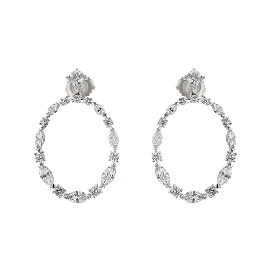 Starry Night Diamond Drop Hoop Earrings