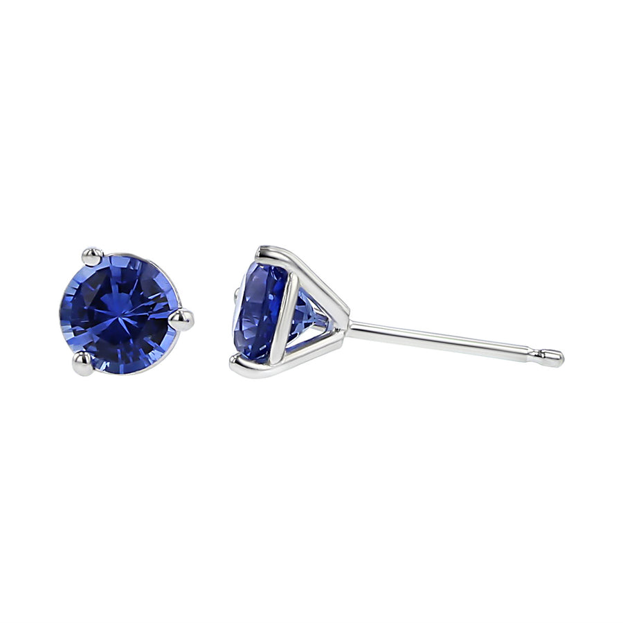 18K White Gold Blue Sapphire Stud Earrings