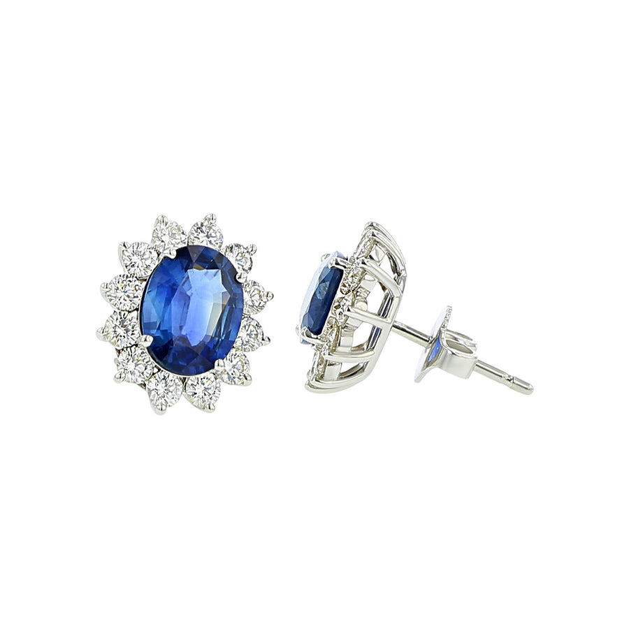 Sapphire and Diamond Halo Stud Earrings