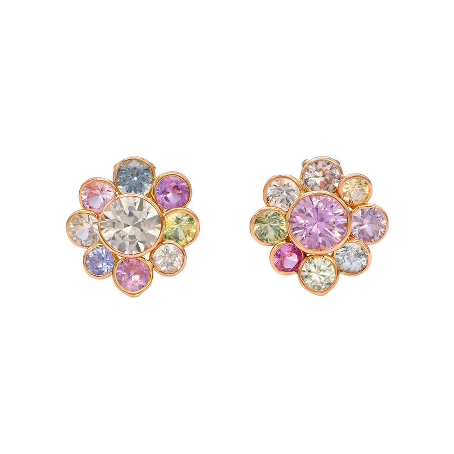 Multi-Color Sapphire Flower Earrings