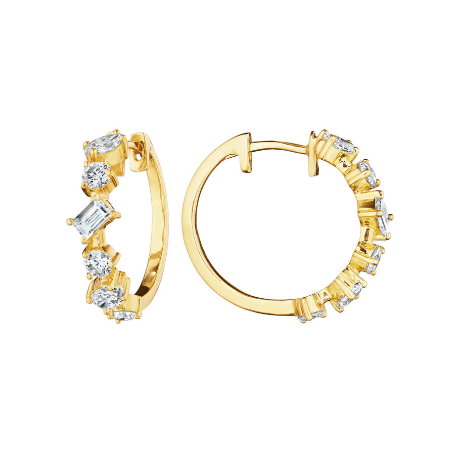 Mixed Shape Fancy Cut Diamond Hoop Earrings