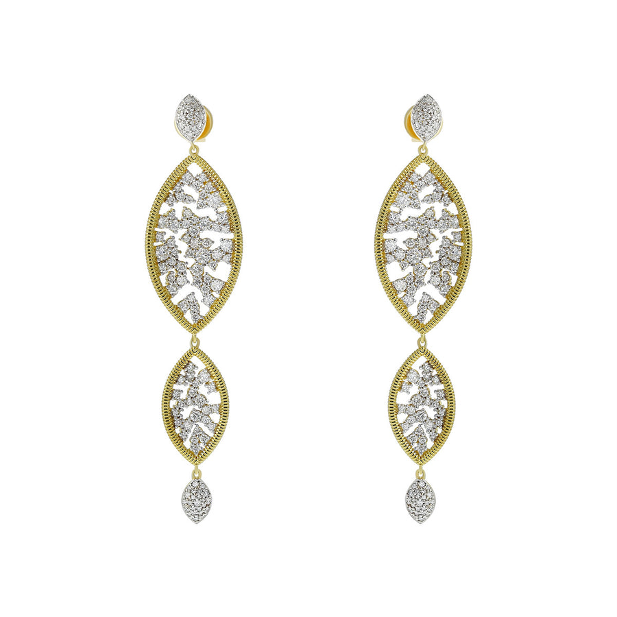 Long Marquise Double Drop Diamond Earrings