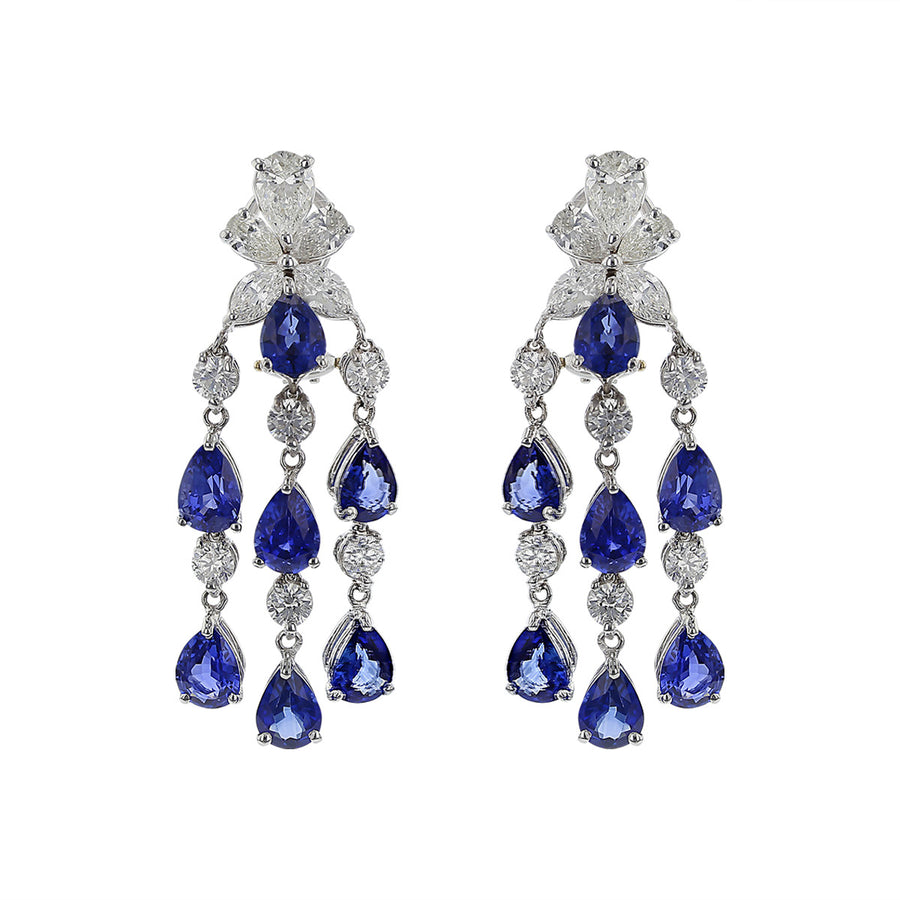 Ceylon Sapphire and Diamond Dangle Earrings