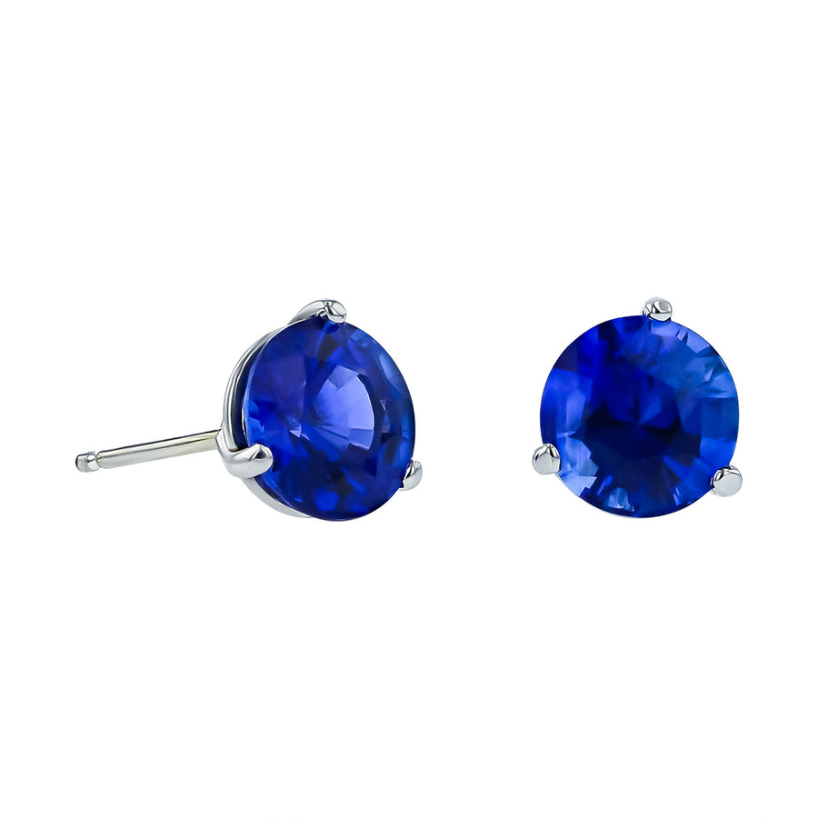 18K White Gold Sri Lankan Sapphire Stud Earrings