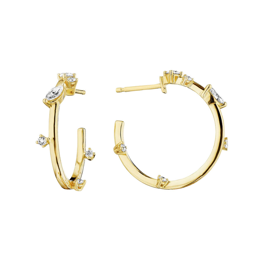 Petite Gold Constellation Hoop Earrings