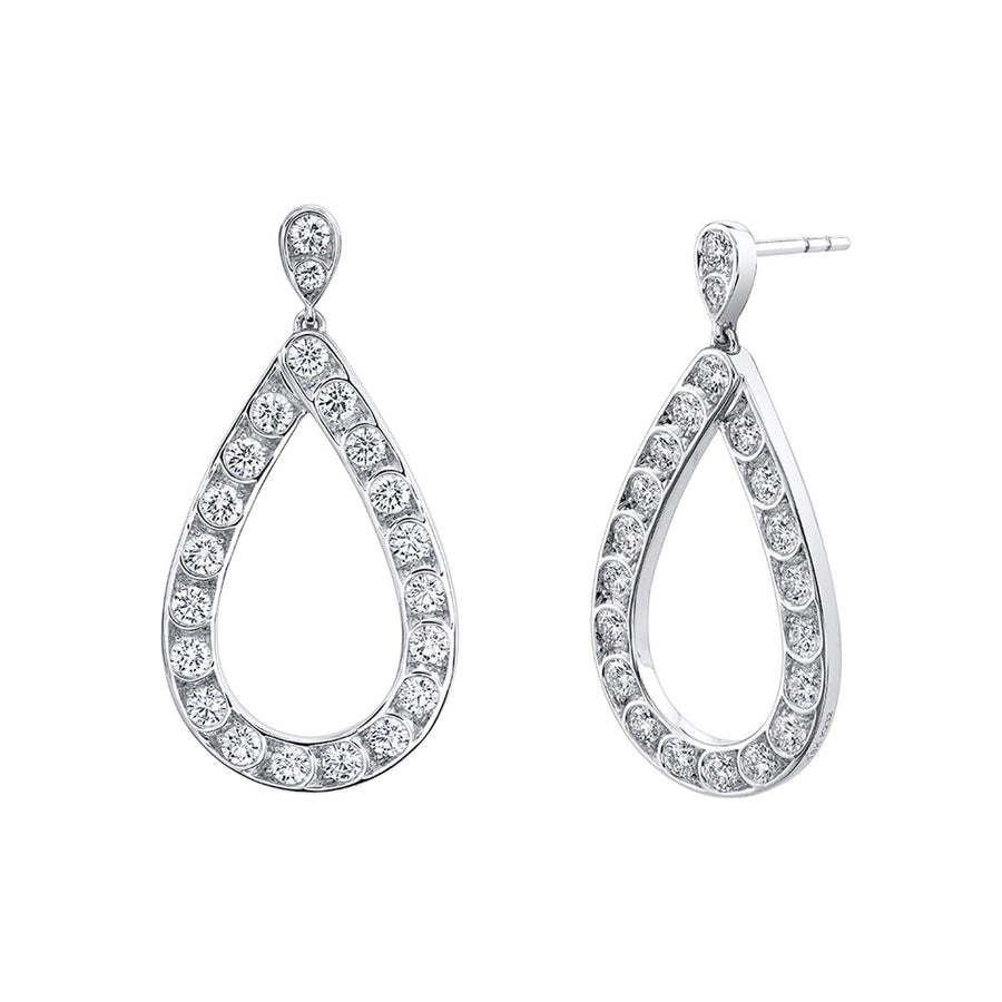 Scallop Artisan Diamond Pave Tear Drop Earrings