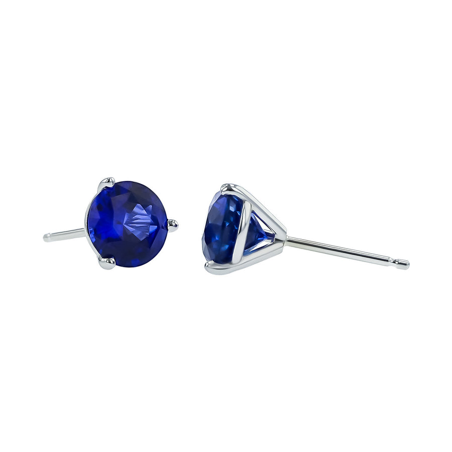 18K White Gold Sapphire Stud Earrings