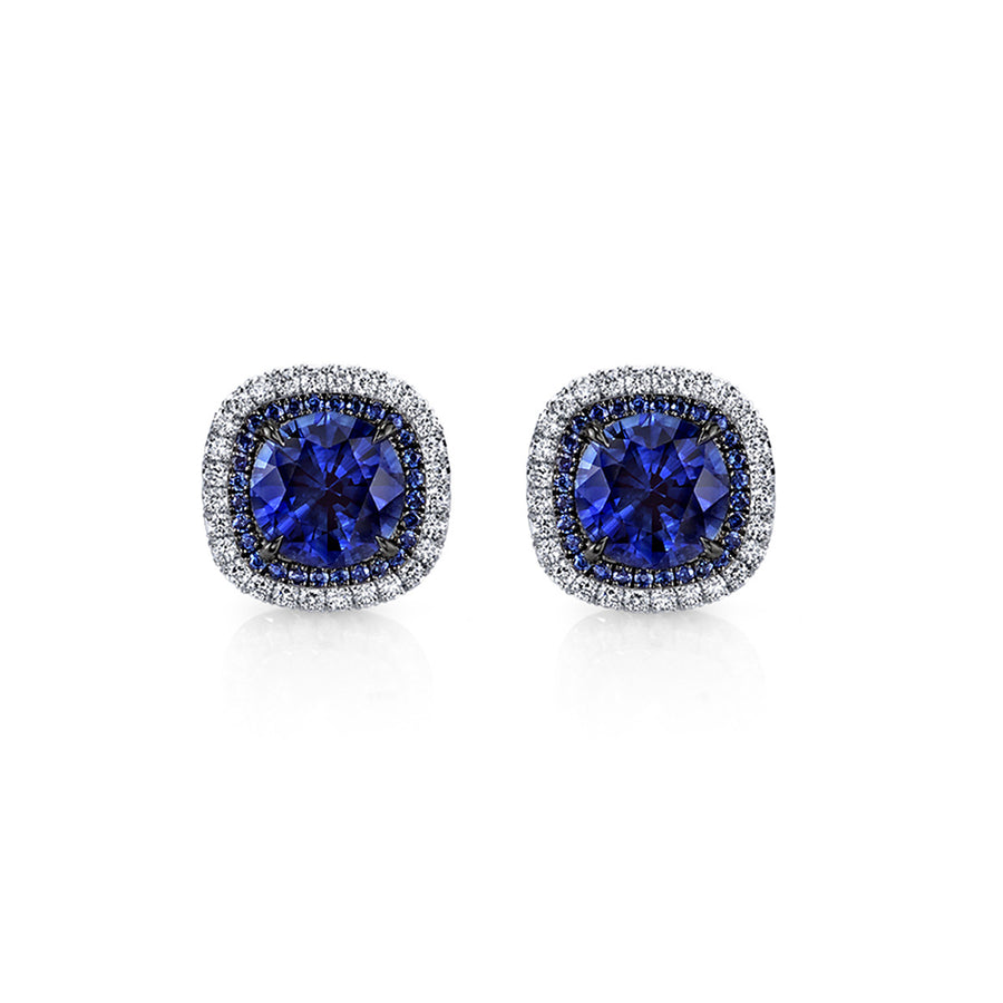 Sapphire and Diamond Stud Earrings