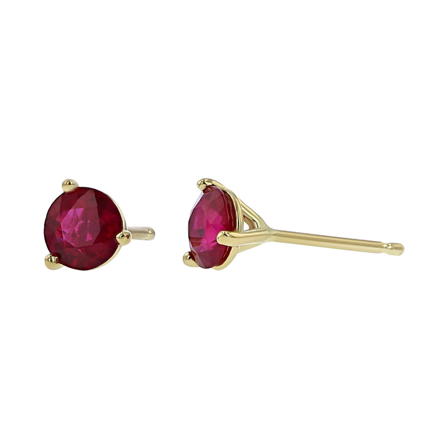 18K Yellow Gold Burma Ruby Stud Earrings