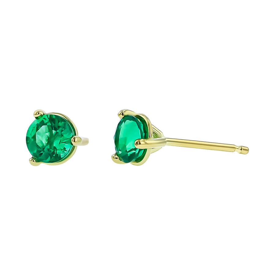 18K Yellow Gold Emerald Stud Earrings