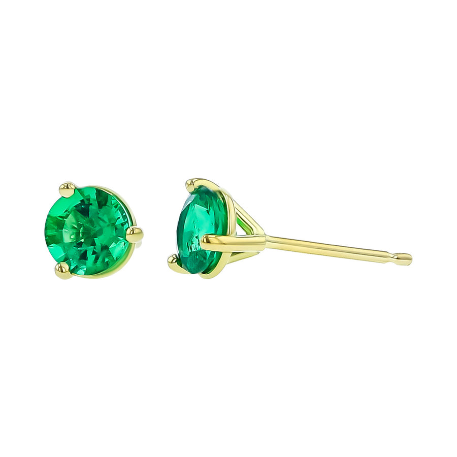 18K Yellow Gold Emerald Stud Earrings