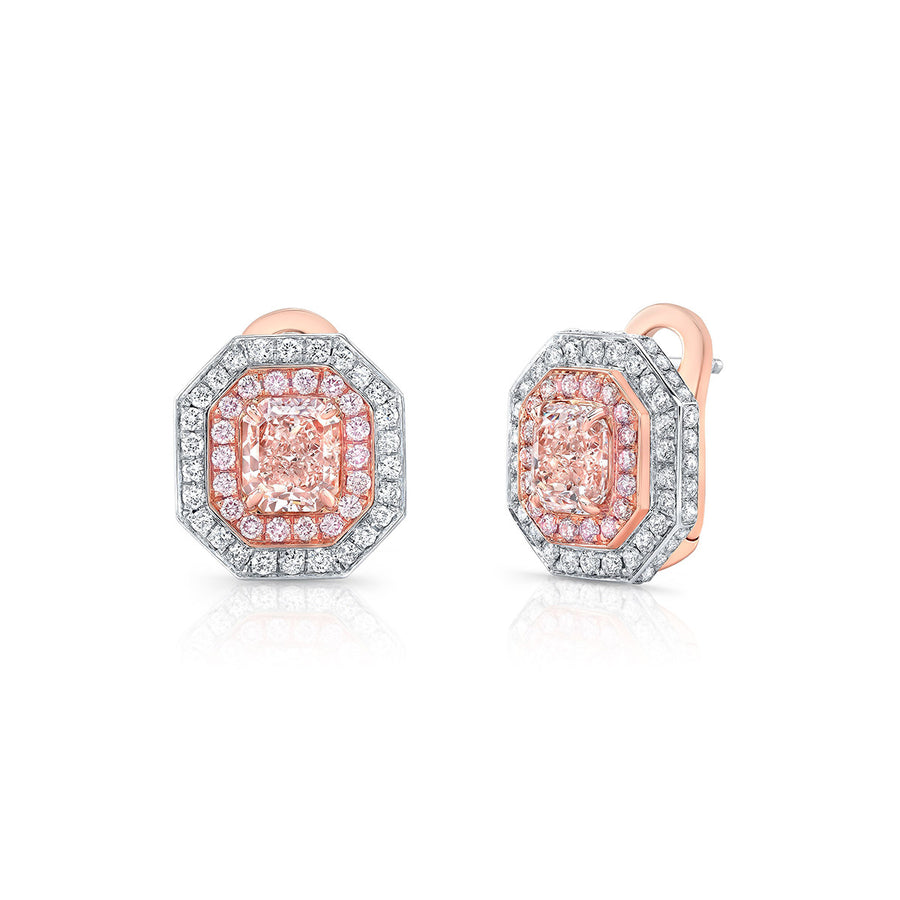 Fancy Pink and White Diamond Earrings