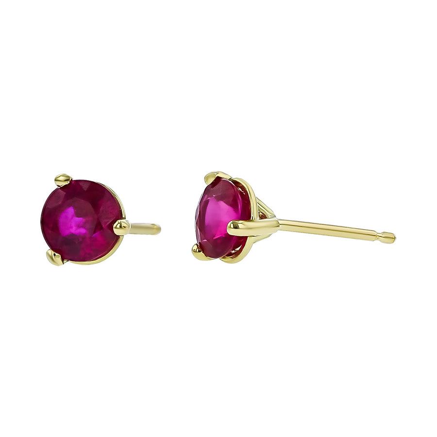 18K Yellow Gold Burma Ruby Stud Earrings