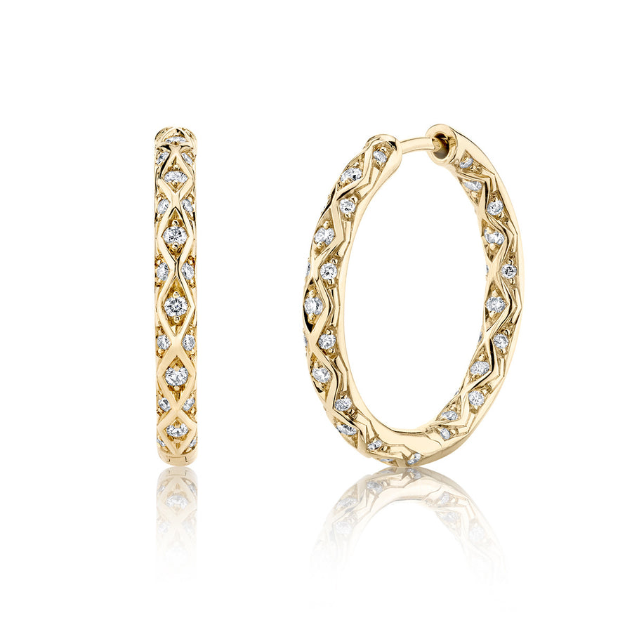 Criss Cross Artisan Pave Hoop Earrings