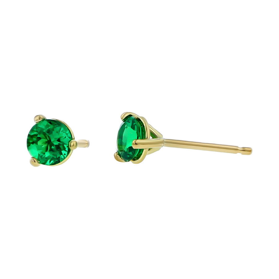 18K Yellow Gold Colombian Emerald Stud Earrings