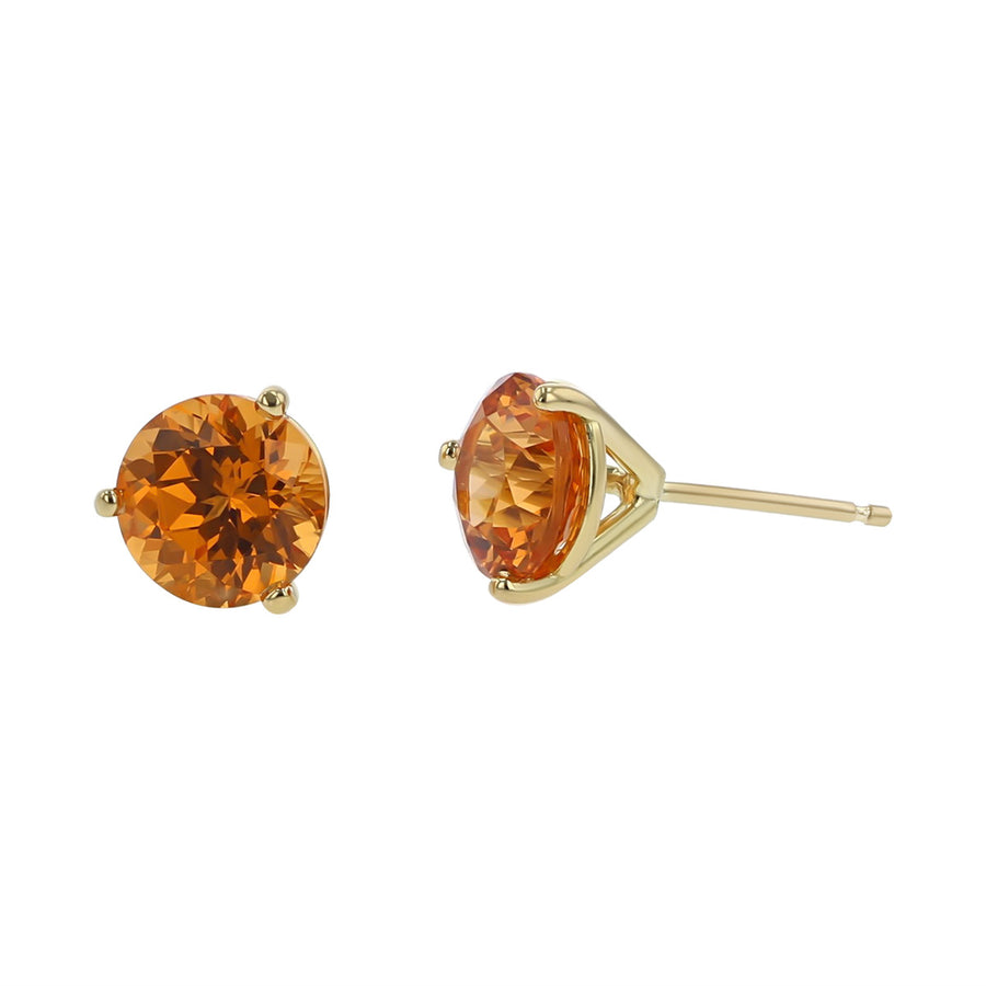 18K Yellow Gold Spessartite Garnet Stud Earrings