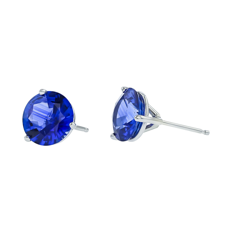 18K White Gold Sapphire Stud Earrings