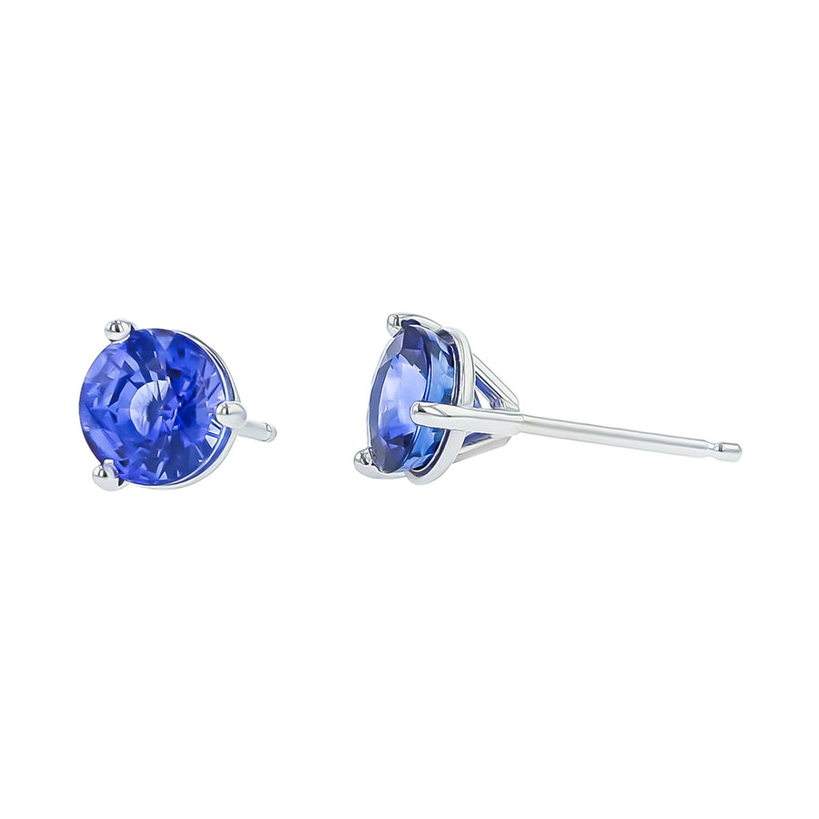 18K White Gold Sapphire Stud Earrings