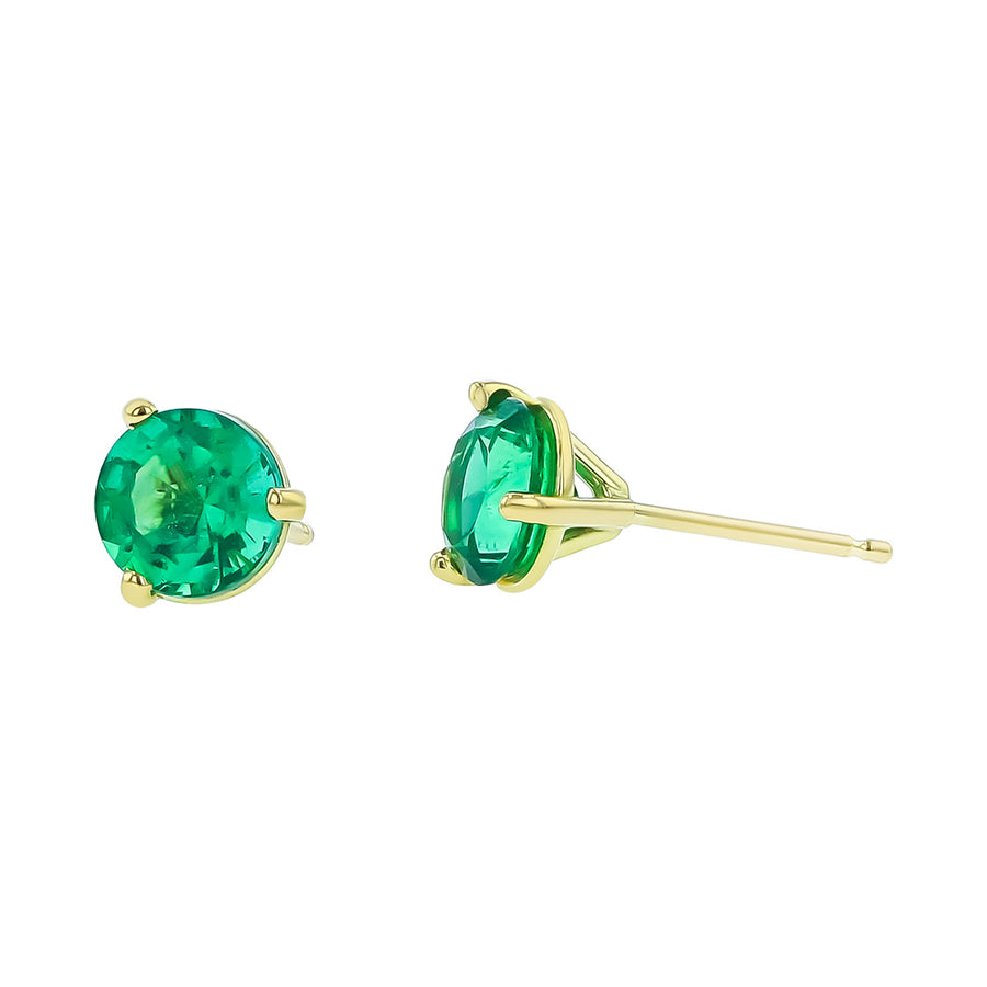 18K Yellow Gold Zambian Emerald Stud Earrings