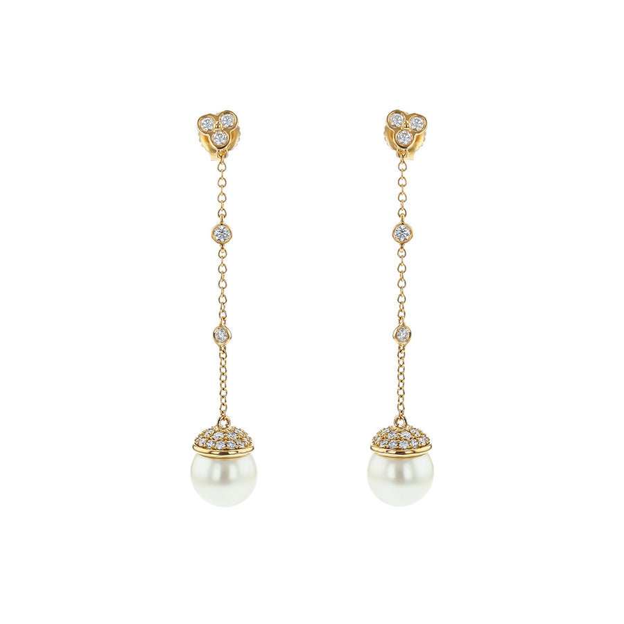 Pearl and Diamond Drop Earrings