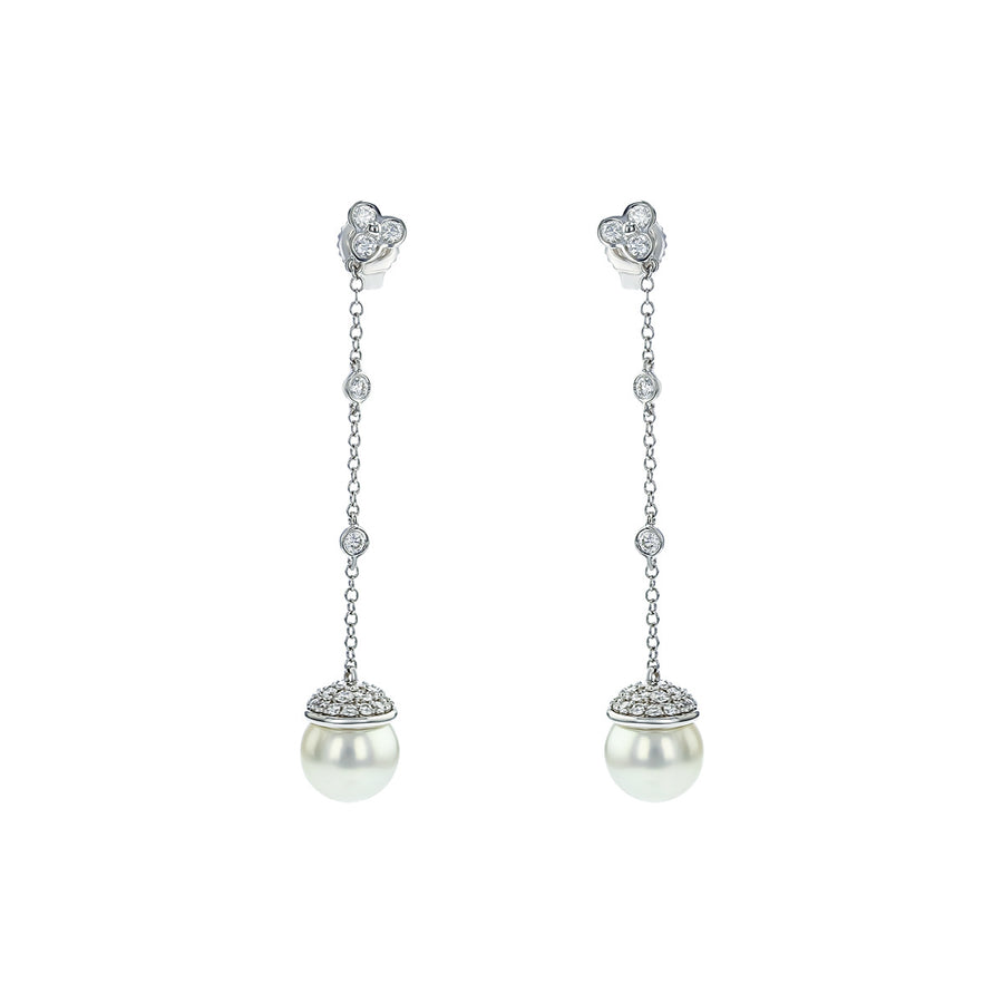 Pearl and Diamond Drop Earrings