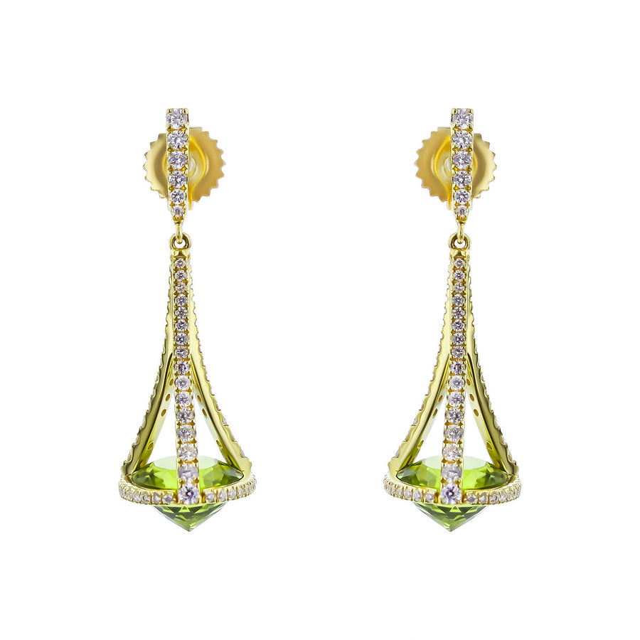 Pastel Diamond Chandelier Peridot Drop Earrings