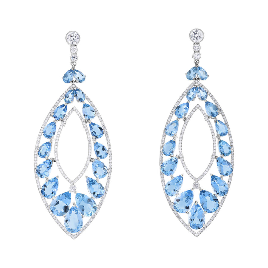 Platinum Aquamarine and Diamond Dangle Earrings