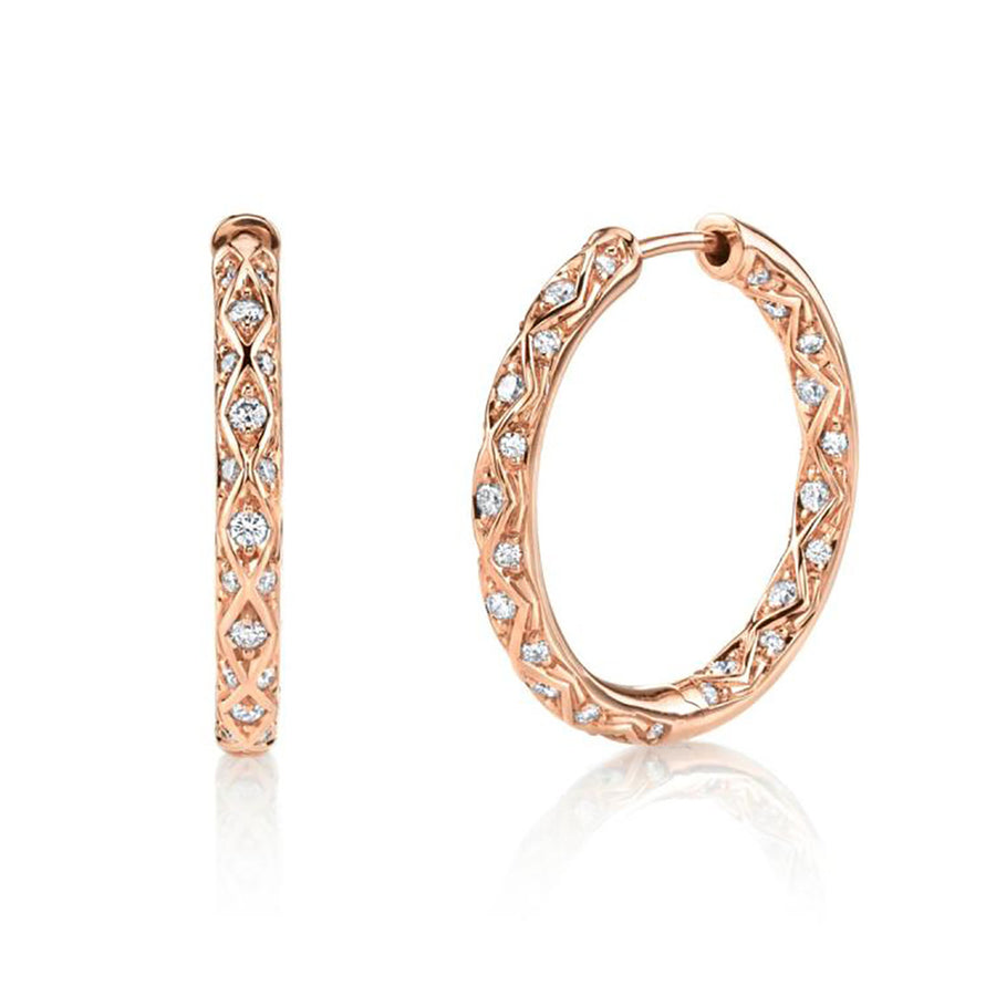 Criss Cross Artisan Pave Hoop Earrings