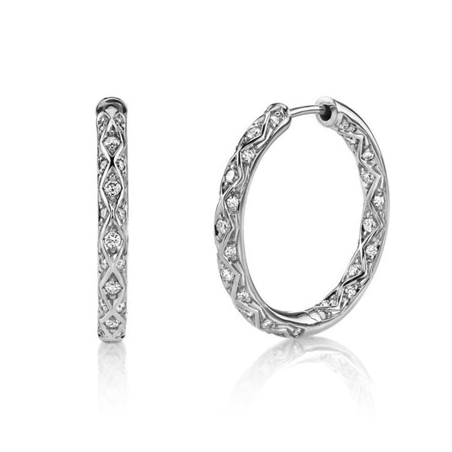 Criss Cross Artisan Pave Hoop Earrings