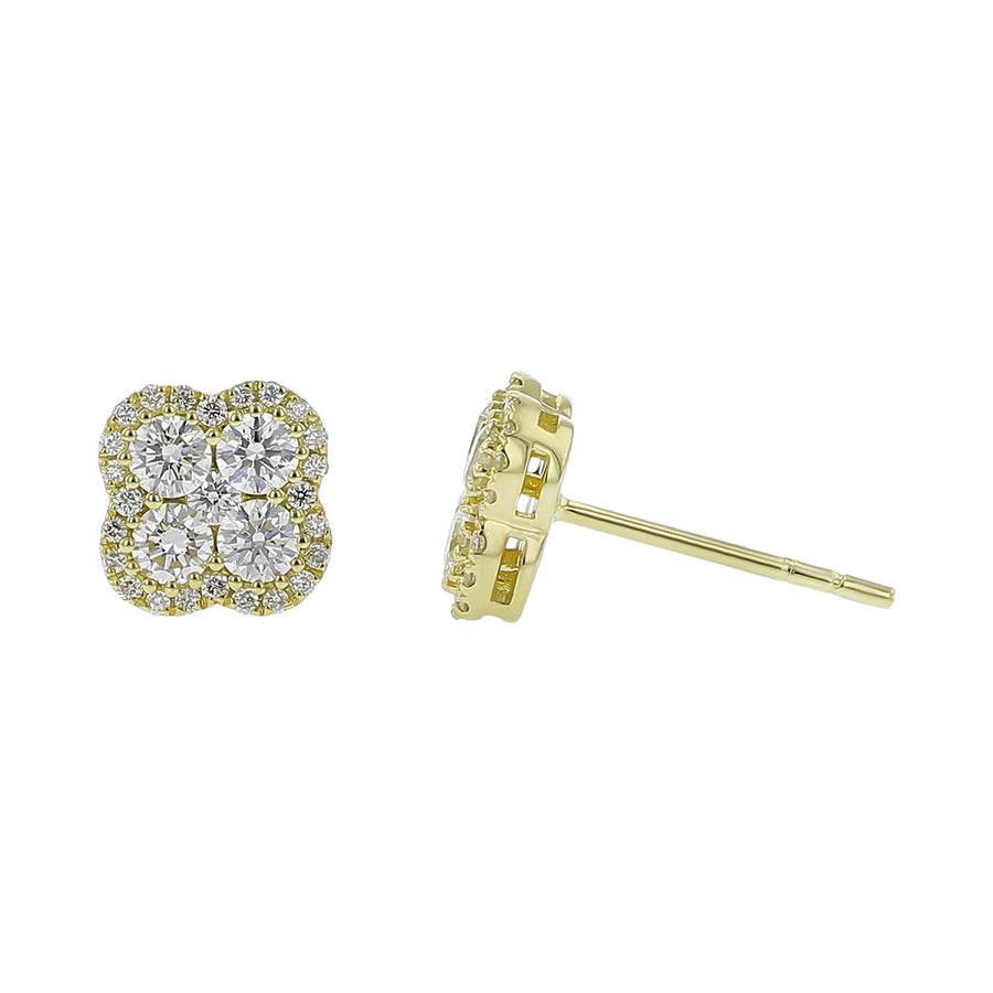 Diamond Clover Stud Earrings