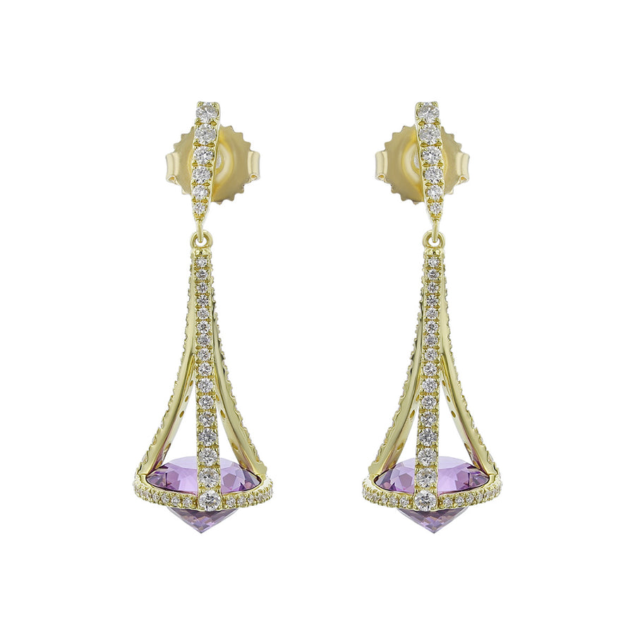 Pastel Diamond Chandelier Amethyst Drop Earrings