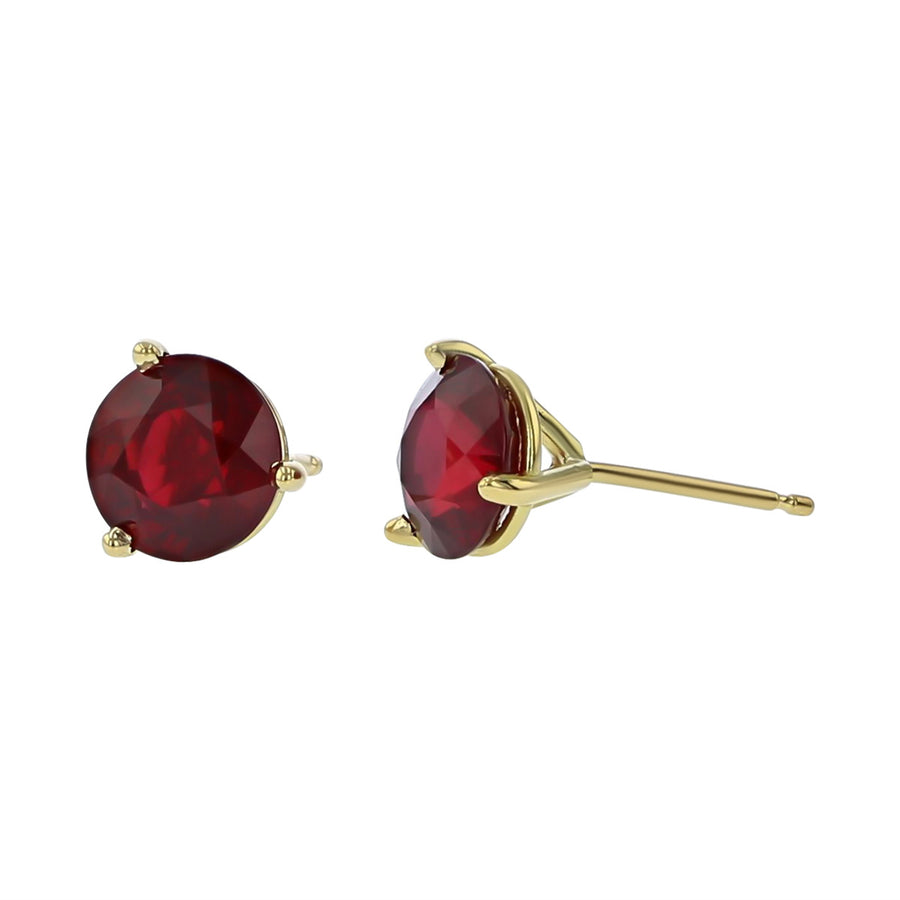 18K Yellow Gold Mozambique Ruby Stud Earrings