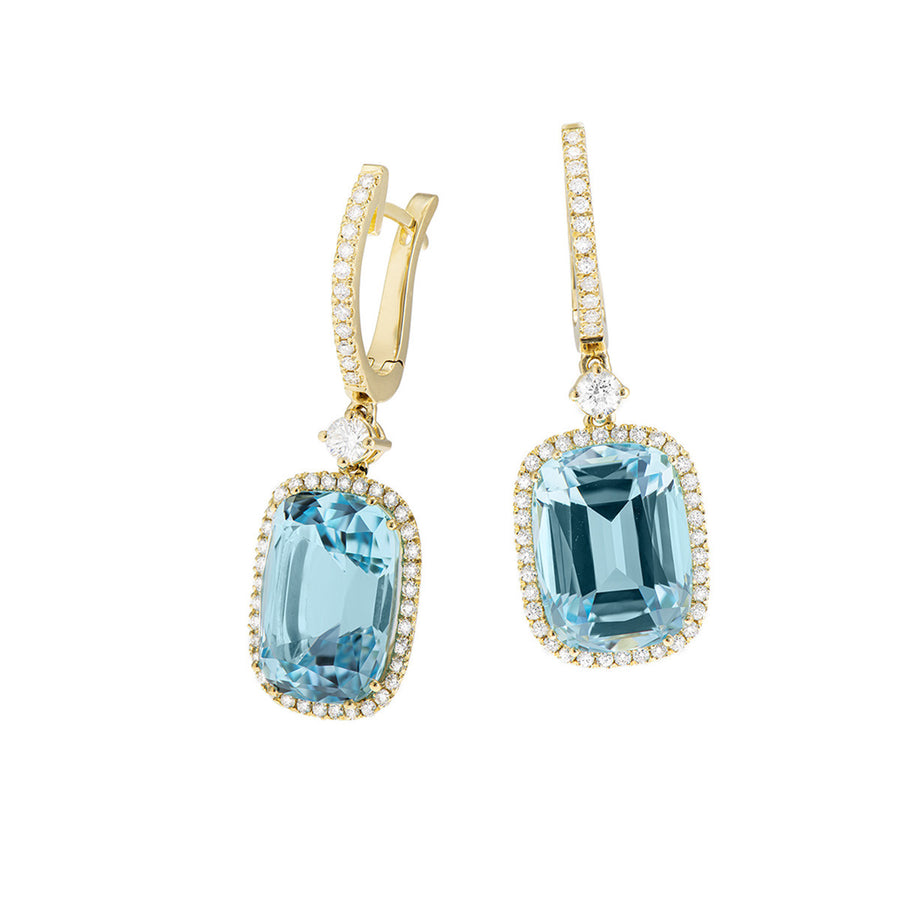 Earrings with Sky Blue Topaz and Diamonds