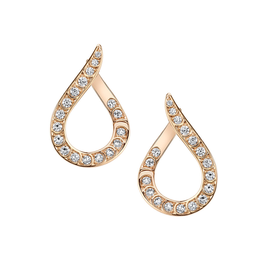 Scallop Artisan Pave Teardrop Diamond Earrings