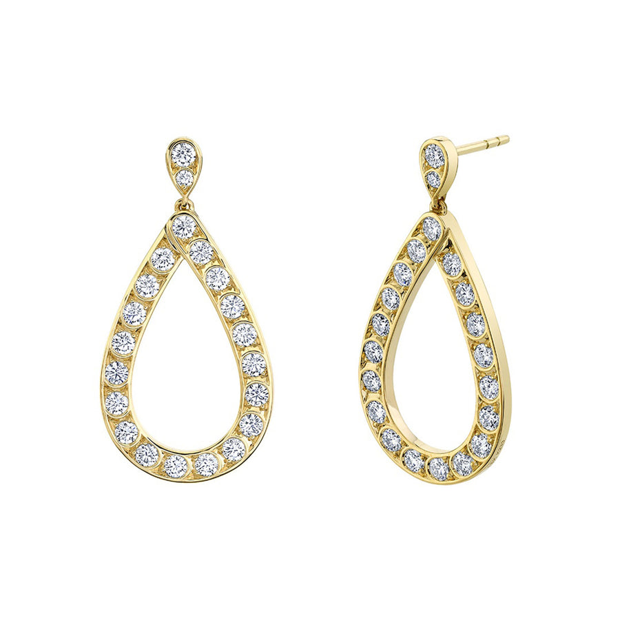 Scallop Artisan Pave Diamond Tear Drop Earrings