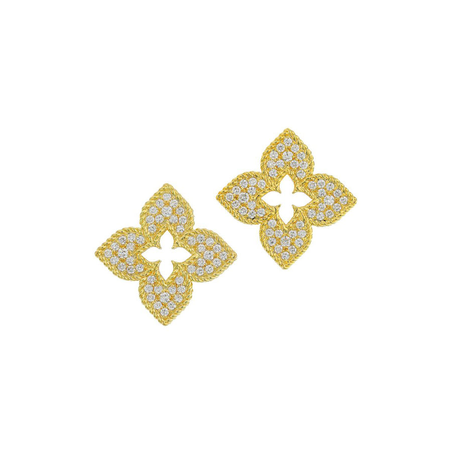 Venetian Princess 18K Yellow Gold and Diamond Stud Earrings