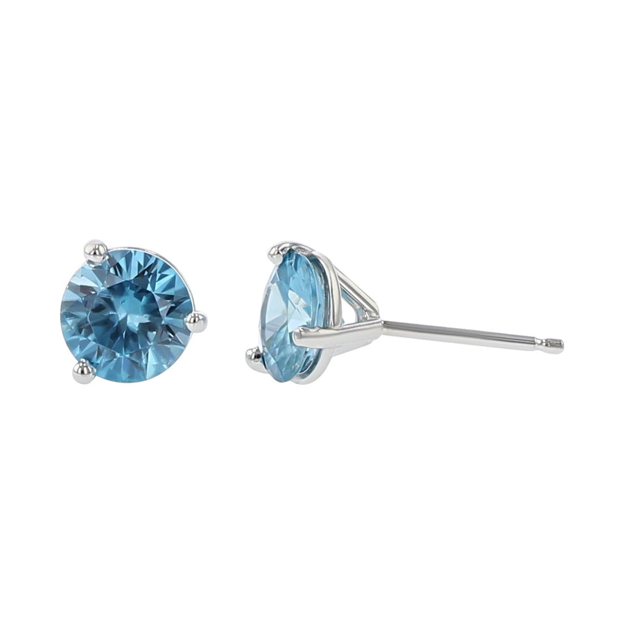 18K White Gold Blue Zircon Stud Earrings