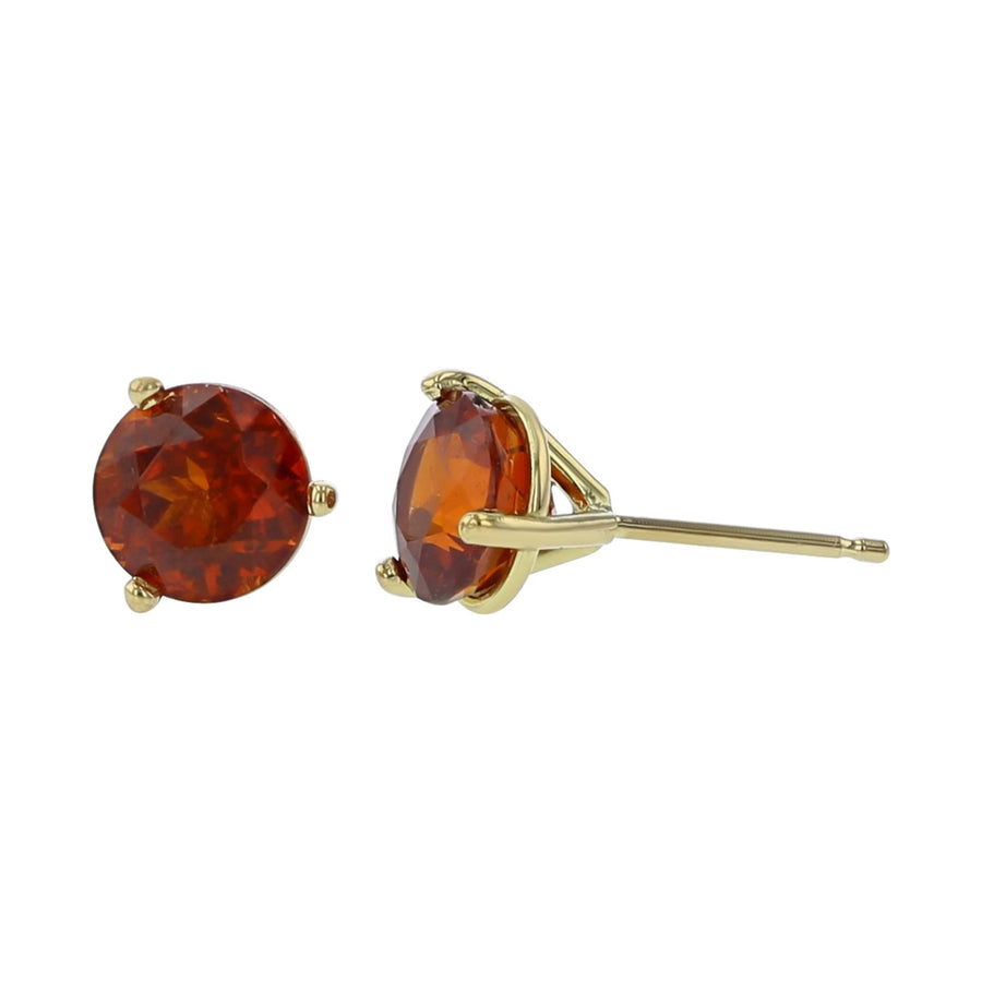 18K Yellow Gold Spessartite Garnet Stud Earrings