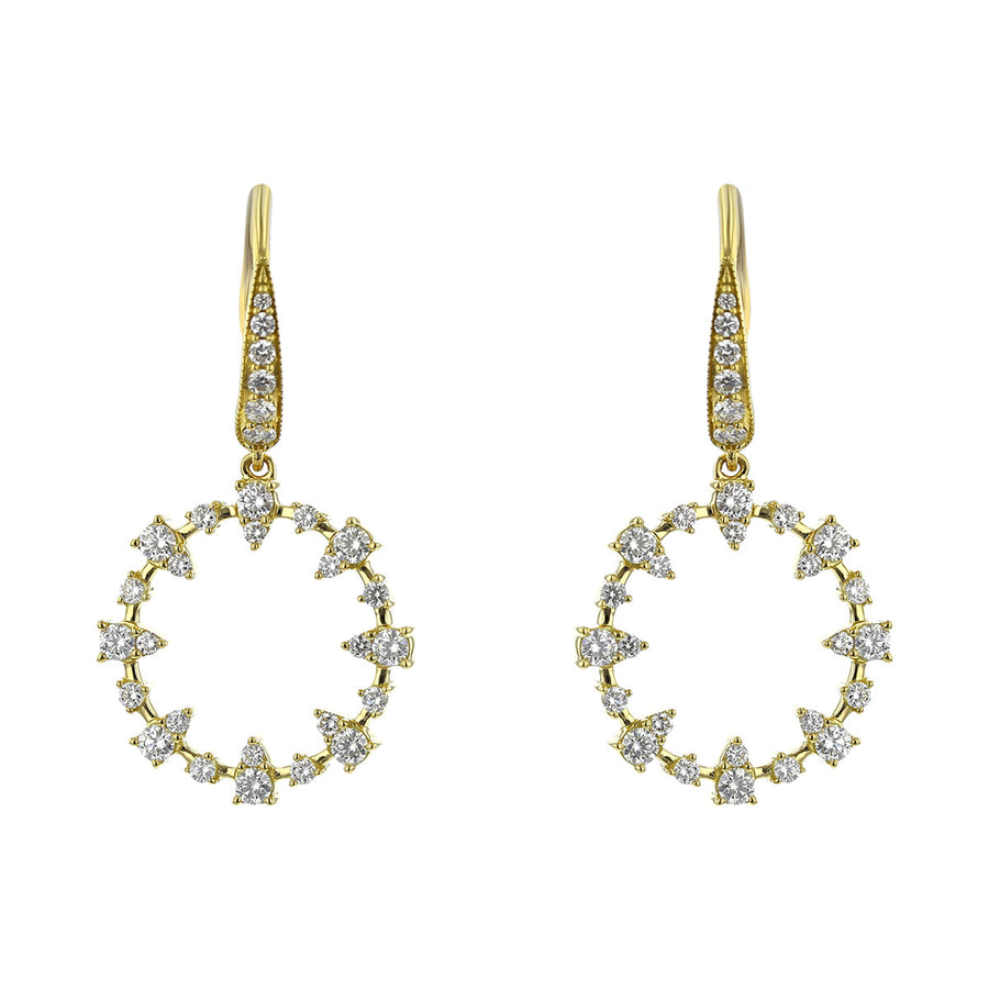 Diamond Open Circle Drop Earrings