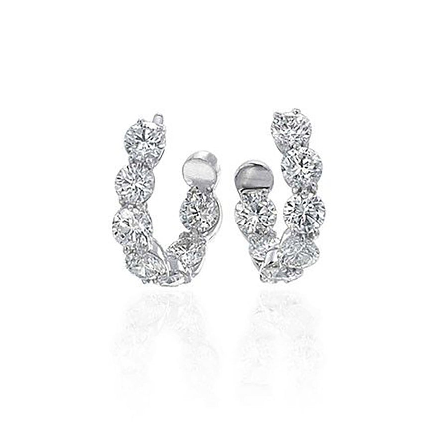 New Moon 18k White Gold Diamond Hoop Earrings