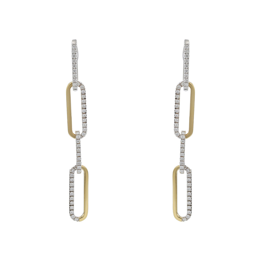 Diamond Oval Link Drop Earrings in 18K Gold