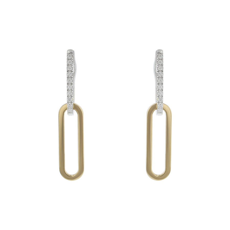 Diamond Oval Link Drop Earrings in 18K Gold