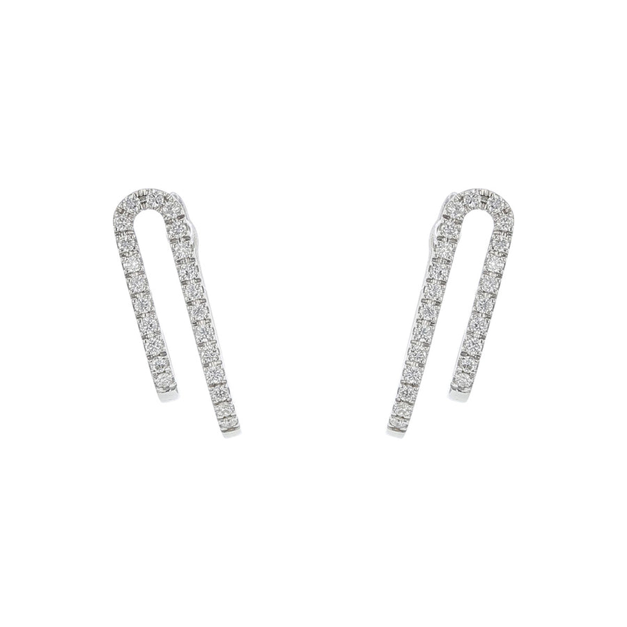 Diamond Double Row J Hoop Earrings in 18K Gold