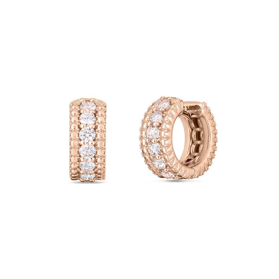 18K Rose Gold Diamond Huggy Hoop Earrings