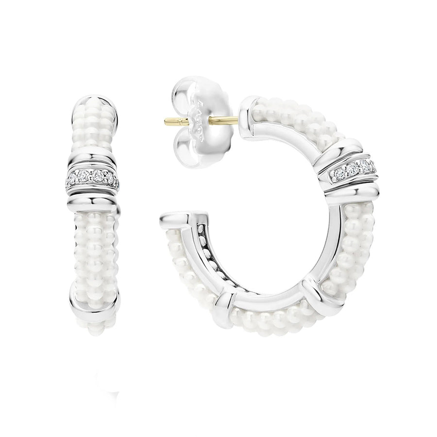 Ceramic and Diamond Hoop Earrings