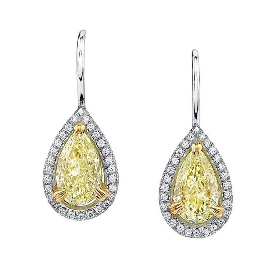 Fancy Yellow Diamond Drop Earrings