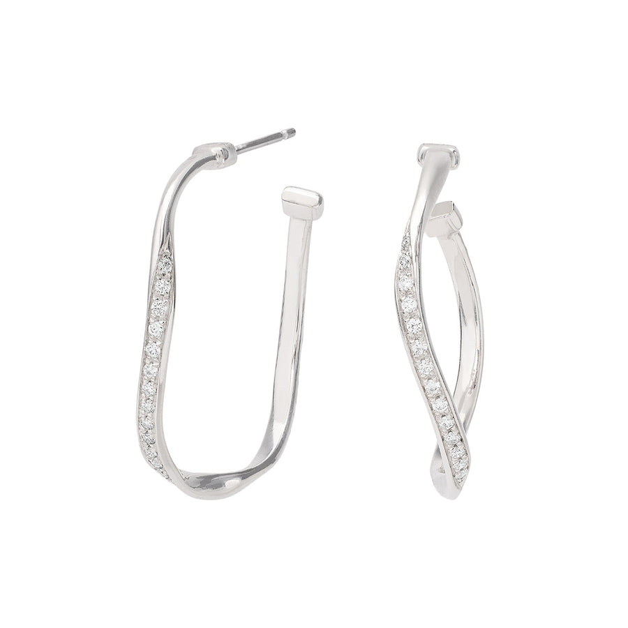 Marrakech 18K White Gold and Diamond Hoop Earrings