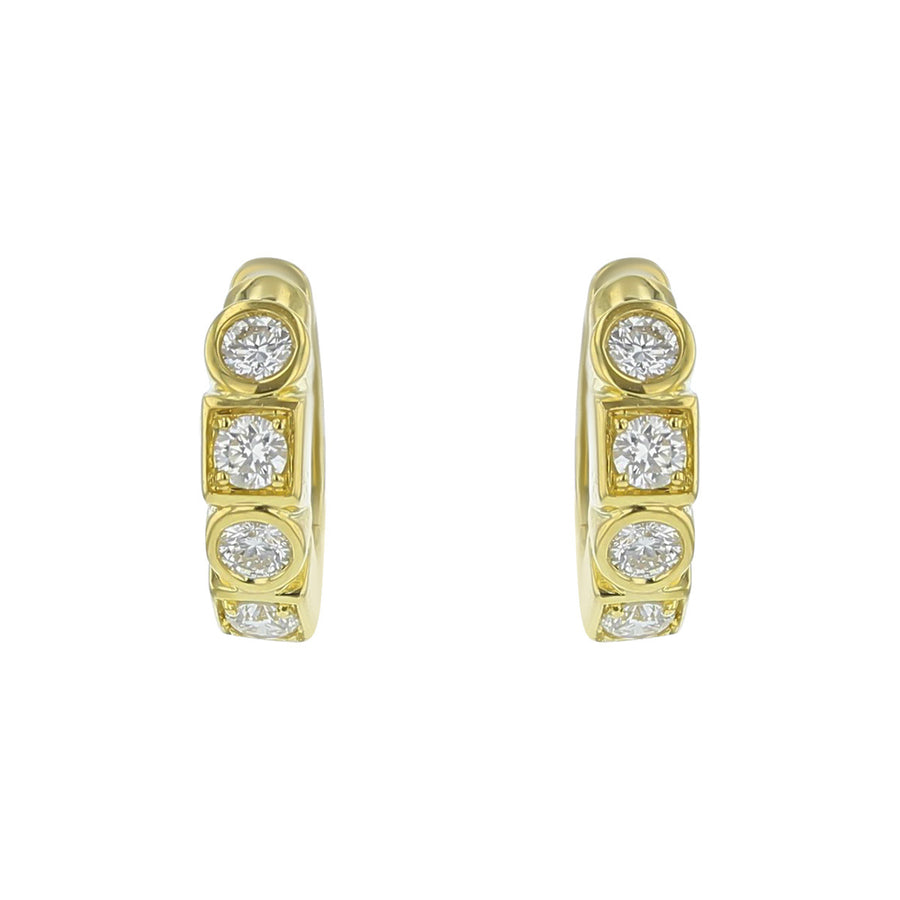 Diamond Circle and Square Hoop Earrings