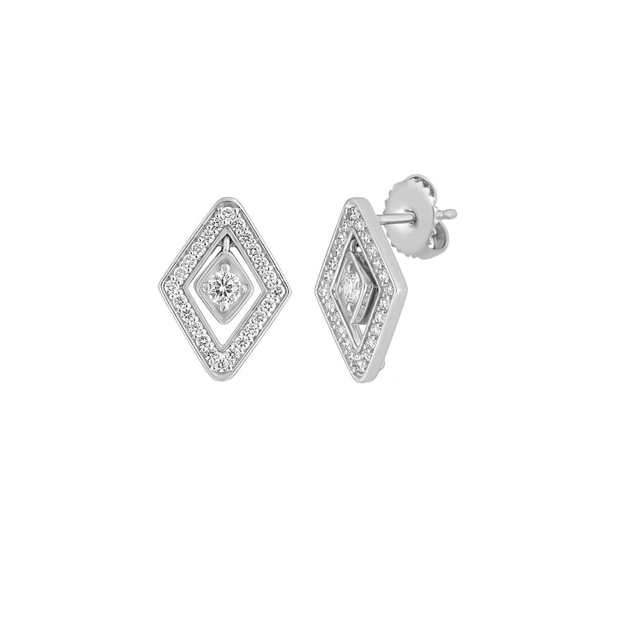 Diamonte 18K White Gold Diamond Stud Earrings